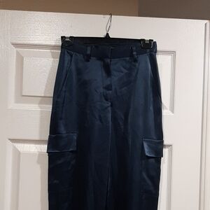 Forest green Satin Cargo Pants